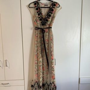 Anthropologie dress with mesh/bead overlay